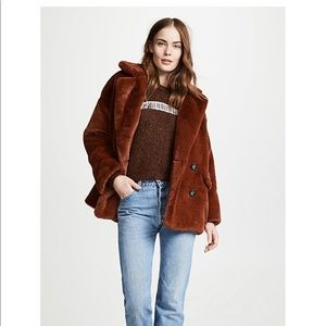 Free People Brown Faux Fur Trench Coat